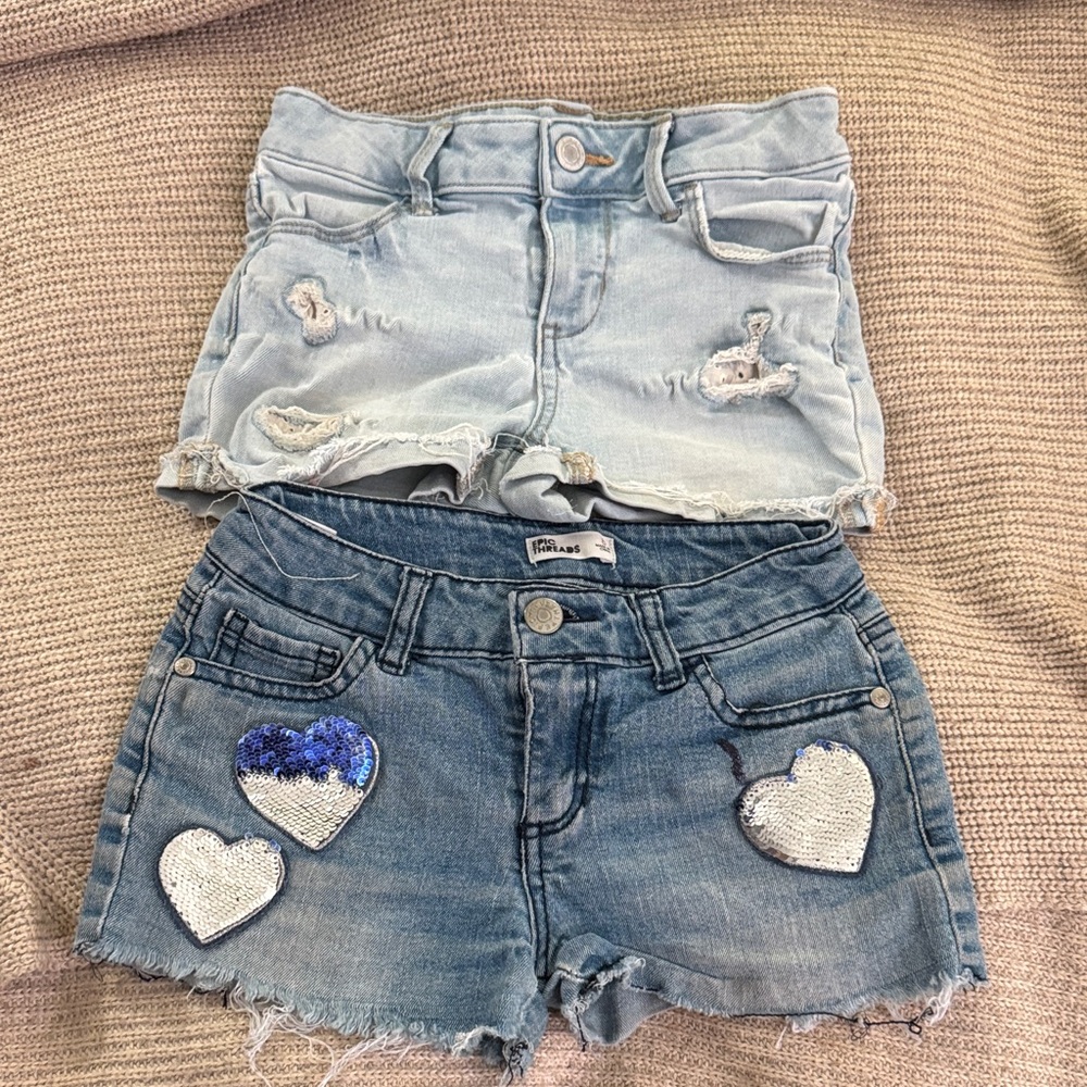 Epic Threads Light and Dark Blue Denim Shorts Set
